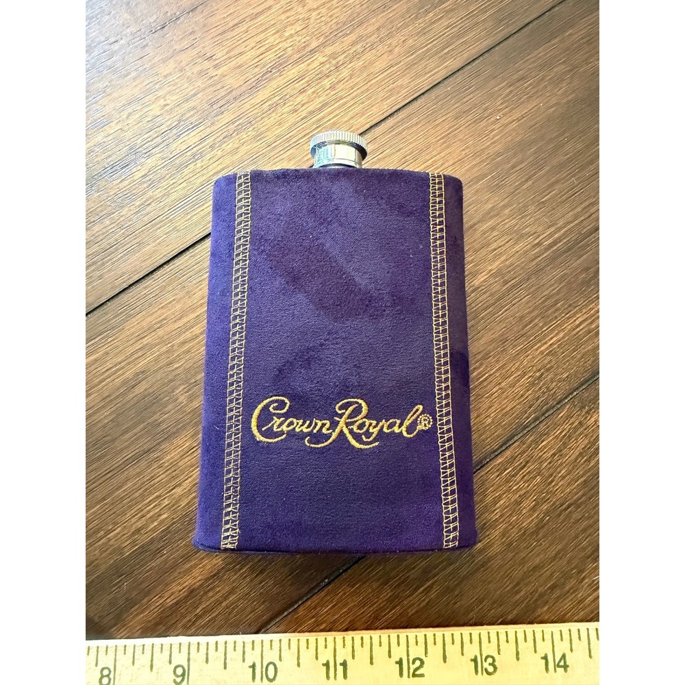 Crown Royal Purple Velvet Wrapped Stainless Steel Pocket Flask